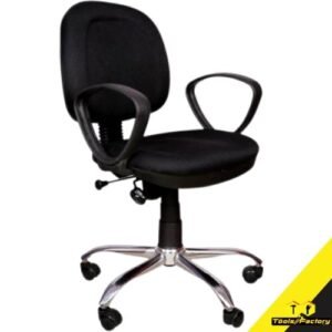 Cushioned Low Back Revolving Chair with push back mechanism in Black Fabric Office Executive Chair  (Black, DIY(Do-It-Yourself))