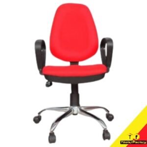 Cushioned Medium Back Revolving Chair with push back mechanism in Red Fabric Fabric Office Executive Chair  (Red, DIY(Do-It-Yourself))