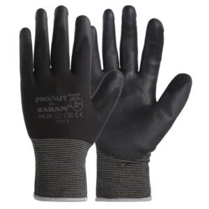 PU and Polyester Karam HS22 230 mm Medium Black Supported Hand Gloves