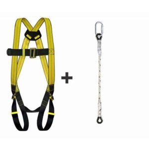 Allen Cooper Yellow Full Body Polypropylene Harness with Twisted Rope Lanyard, 1011029_FBH10_TRL202