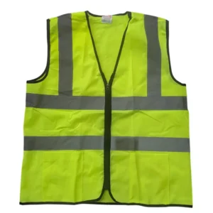 GENERIC 50.8mm(2 Inch) Tape Green Plain Zip Type Reflective Safety Jacket
